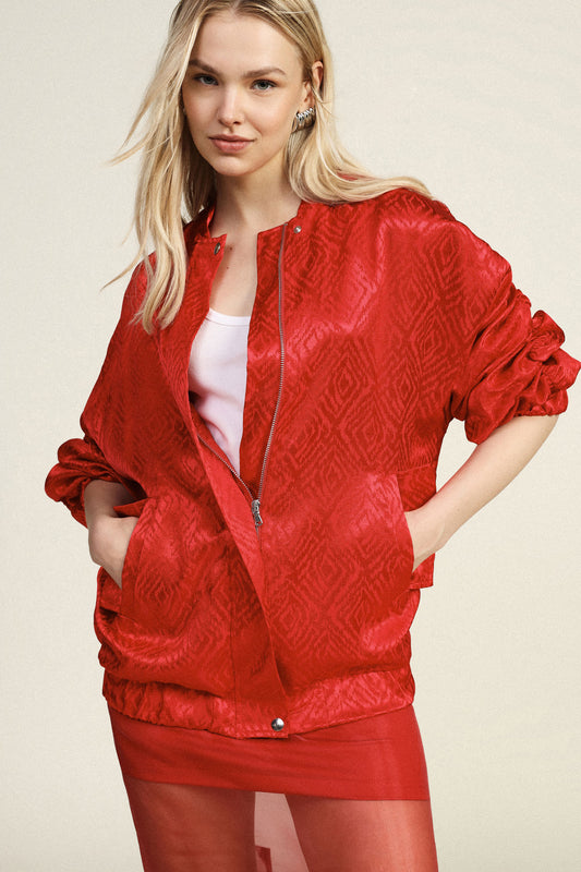 Bomber oversize con tasche e chiusura snap