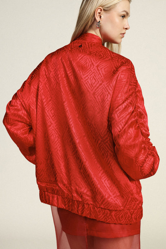 Bomber con tasche e maniche arricciate