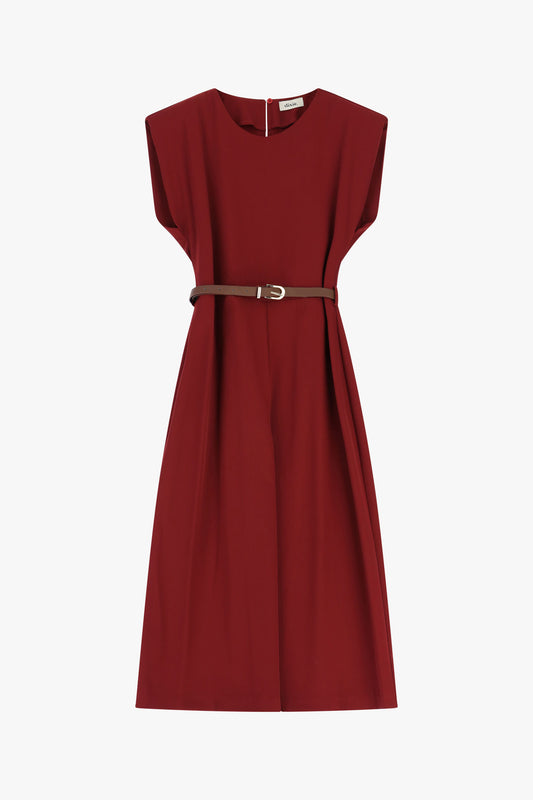 Jumpsuit midi con cintura e spalle strutturate