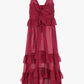 Vestito lungo con balze e spalline