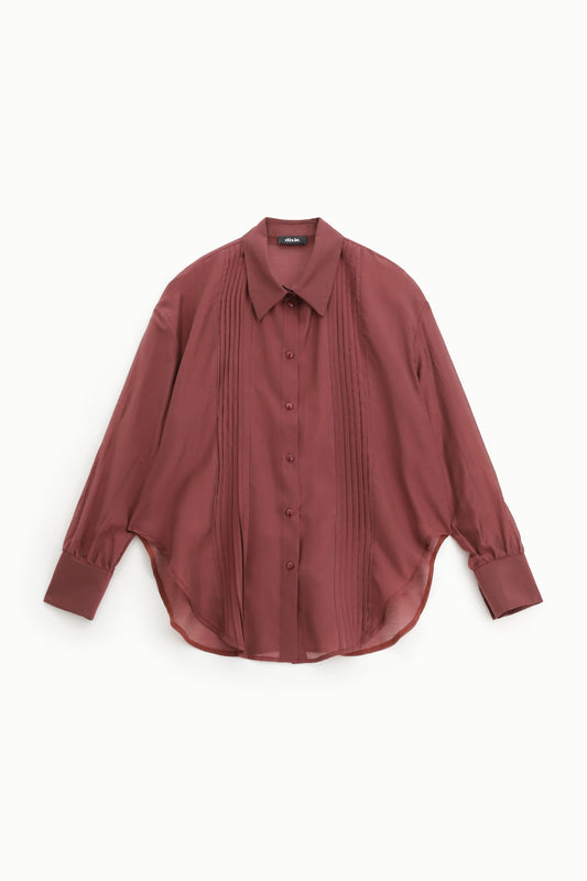 Camicia regular-fit con pieghe frontali e polsini ampi