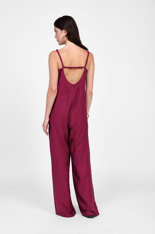 Jumpsuit con spalline e scollo a v