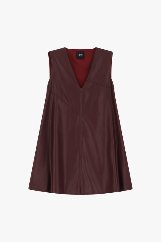 Vestito corto in similpelle con zip