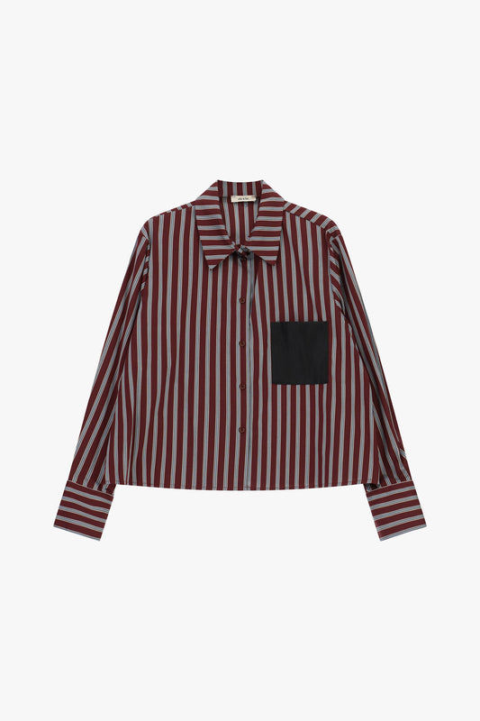 Camicia a righe con tasca applicata a contrasto