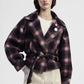 Cappotto corto stampa check con cintura