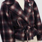 Cappotto corto stampa check con cintura