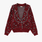 Cardigan con motivi e rifiniture
