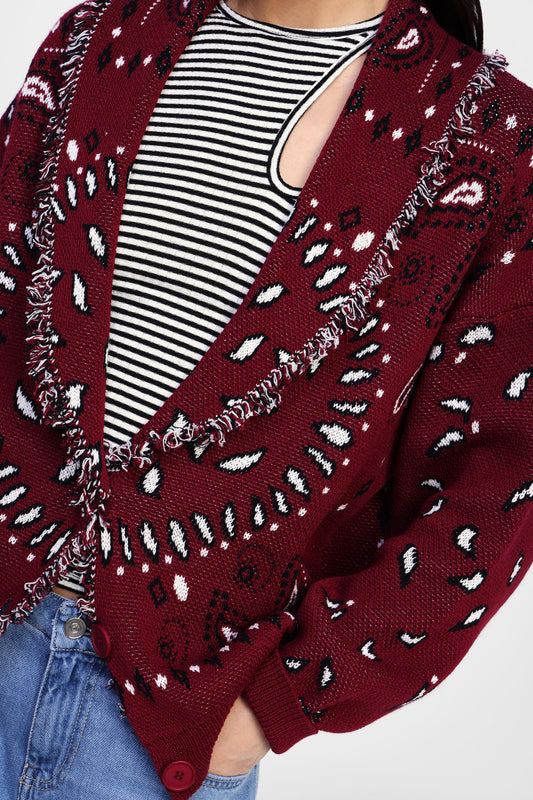 Cardigan con motivi e rifiniture