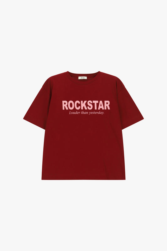 T-shirt a maniche corte stampa frontale rockstar