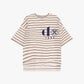 T-shirt a righe con logo frontale