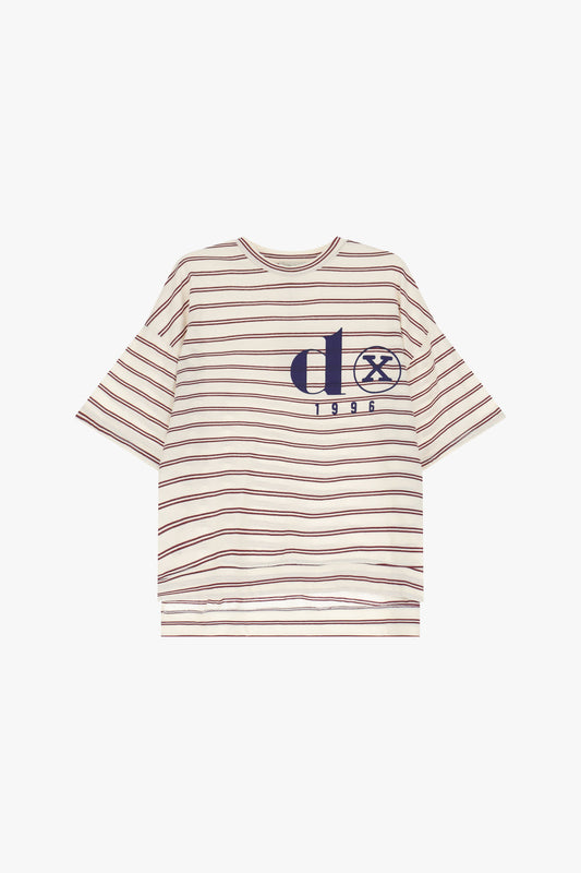 T-shirt a righe con logo frontale