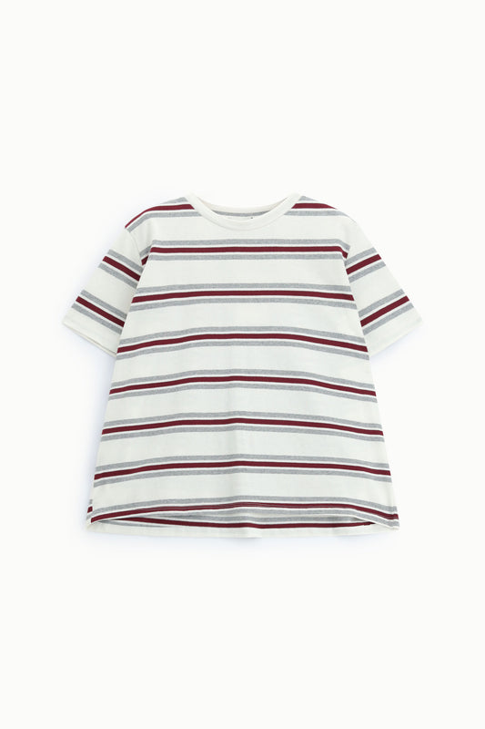 T-shirt a righe girocollo maniche corte