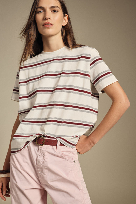 T-shirt a righe girocollo maniche corte