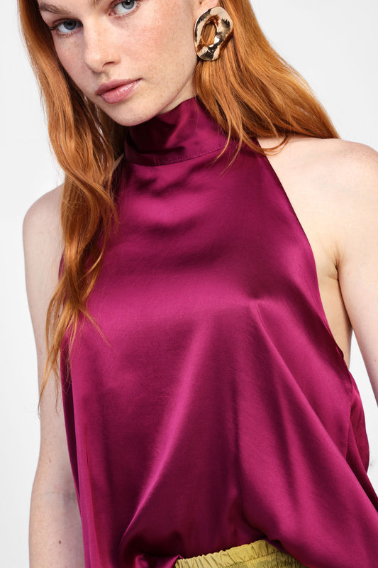 Top con scollo all'americana e fiocco