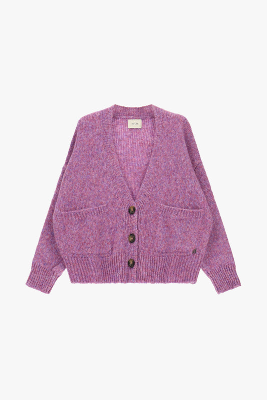 Cardigan corto con tasche applicate e bottoni