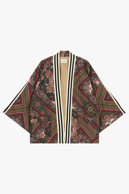 Cappotto duster fantasia geometrica con maniche ampie