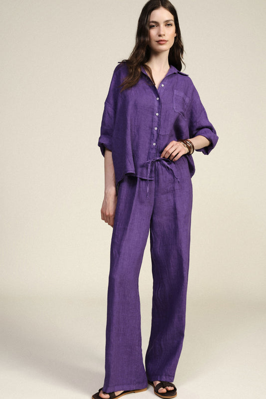 Trousers ampi con vita alta e coulisse