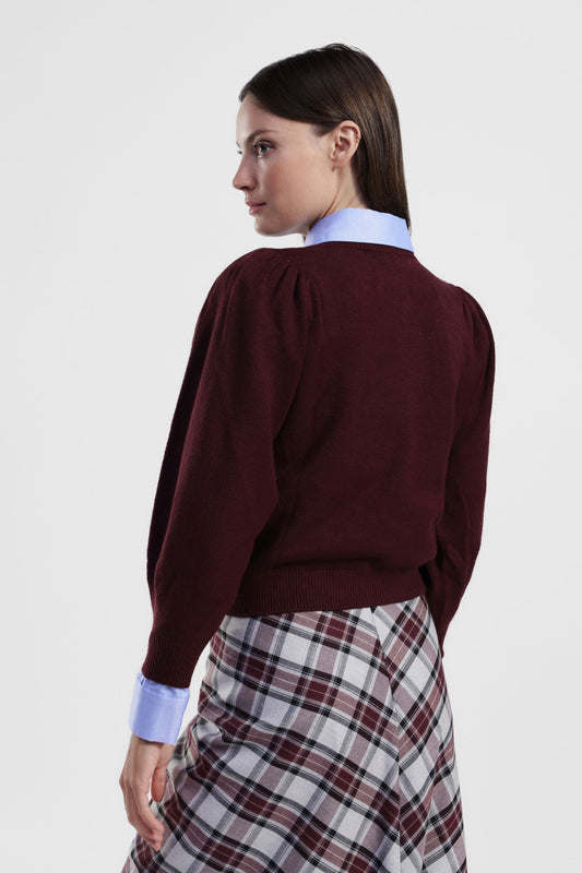Maglione girocollo maniche lunghe con spalle arricciate