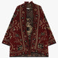 Cappa jacquard con motivo floreale frange