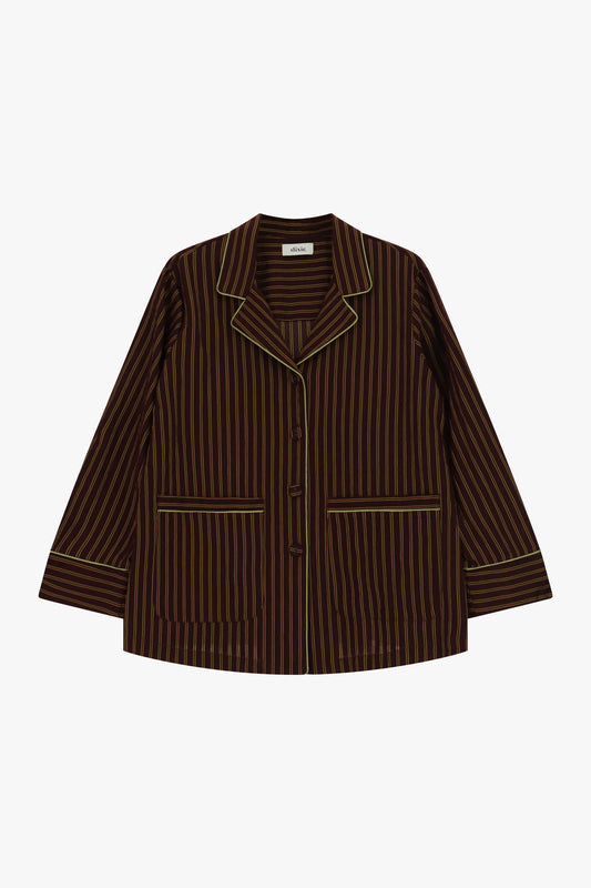 Camicia a righe con profili in contrasto e tasche