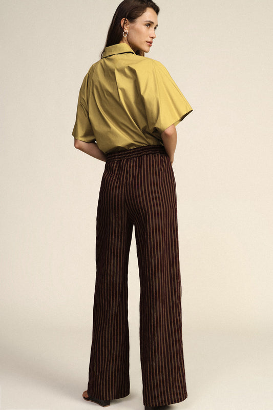 Pantaloni palazzo a righe vita alta