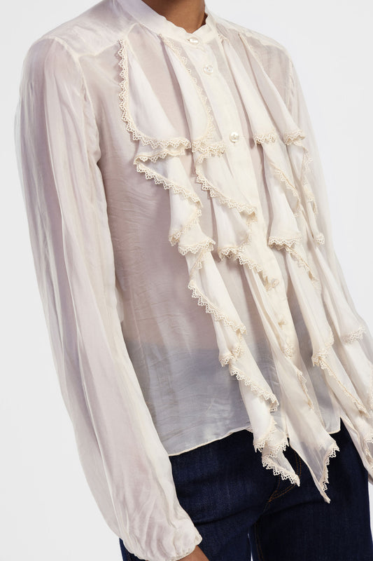 Camicia con colletto e rouches