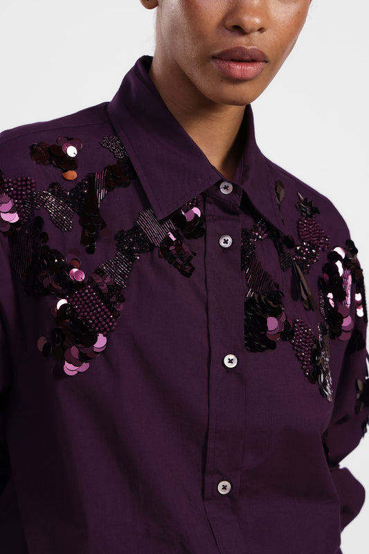 Camicia con ricami e maniche lunghe