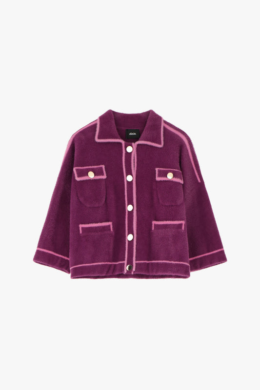 Cardigan con collo polo e tasche