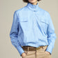 Shirt cropped con collo coreano e tasche