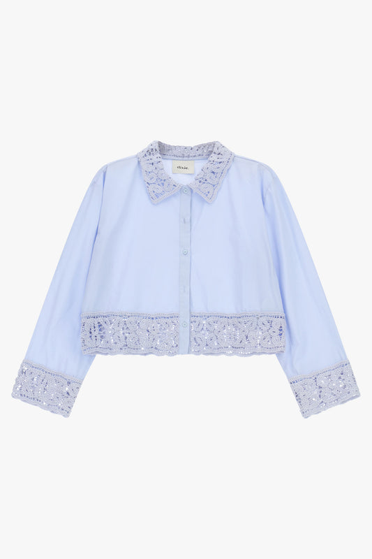 Camicia corta con colletto e inserti traforati