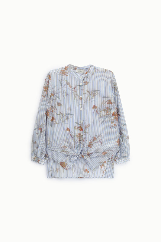 Camicia con maniche lunghe stampa floreale righe