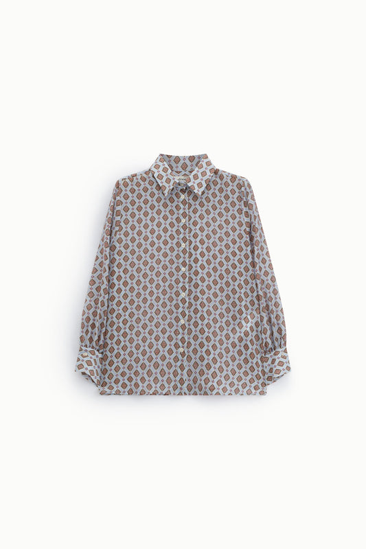 Camicia fantasia geometrica con maniche lunghe