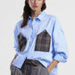 Camicia con maxi tasche a contrasto e taglio dritto