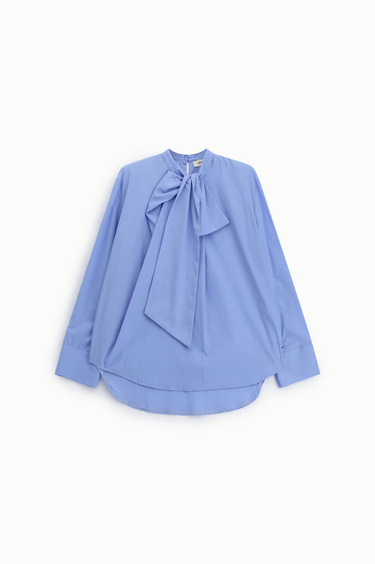 Camicia con fiocco al collo e maniche lunghe