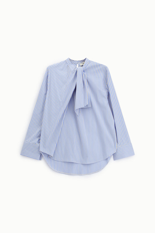 Blusa a righe con fiocco e maniche lunghe
