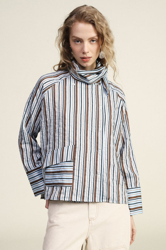 Camicia a righe con colletto classico e tasca