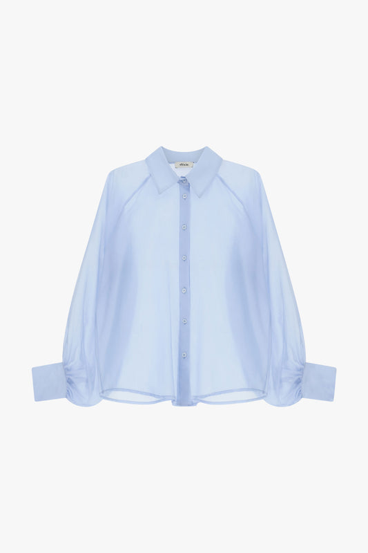 Camicia svasata con maniche ampie e trasparenze