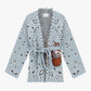 Cardigan con stampa vivace e cintura