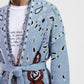 Cardigan con stampa vivace e cintura