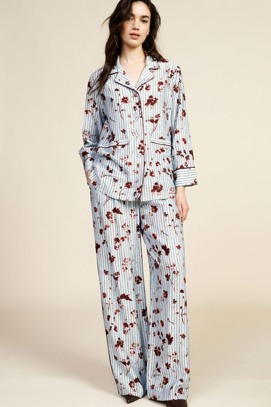 Pantaloni palazzo fantasia a vita alta