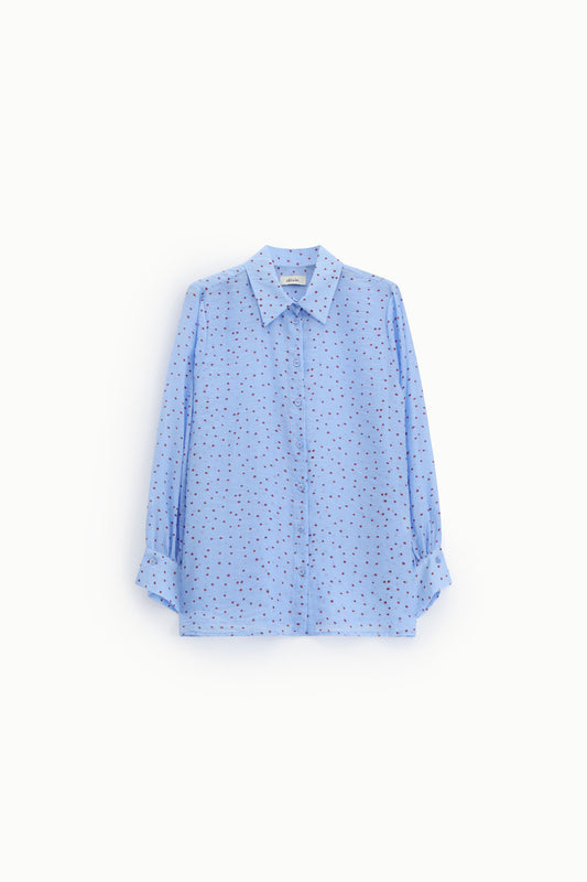Camicia regular fit a pois con maniche lunghe