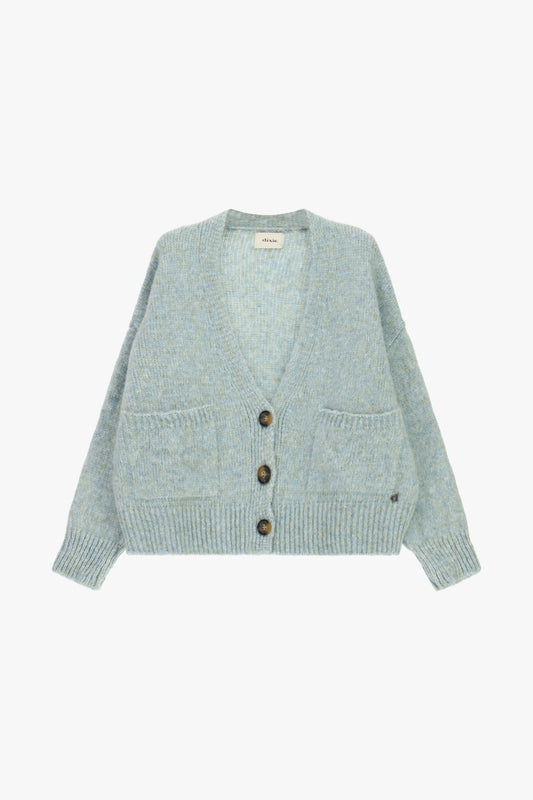 Cardigan corto con tasche applicate e bottoni