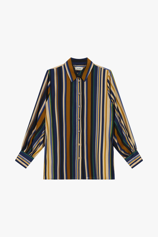 Camicia a righe con bottoni e maniche lunghe