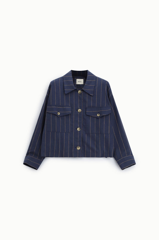 Giacca camicia corta a righe con tasche