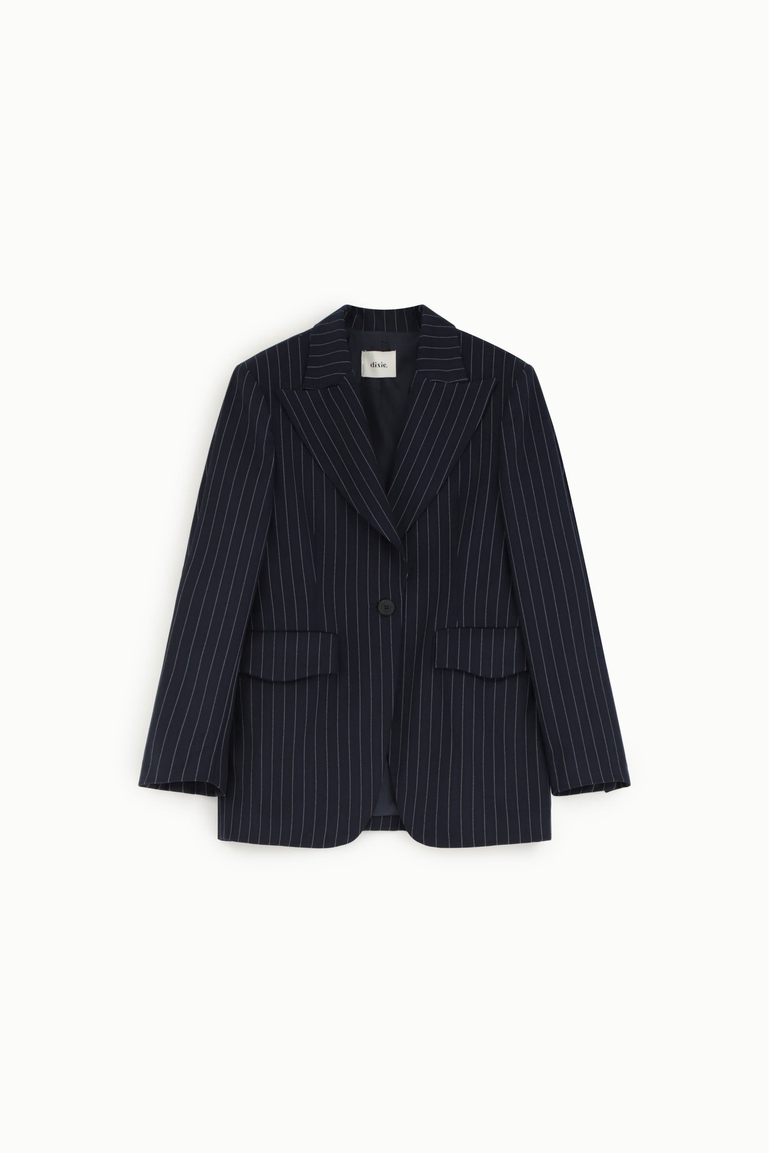 Blazer a righe con tasche frontali e chiusura a bottone