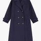 Trench lungo doppiopetto con cintura e inserto tartan