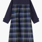 Trench lungo doppiopetto con cintura e inserto tartan
