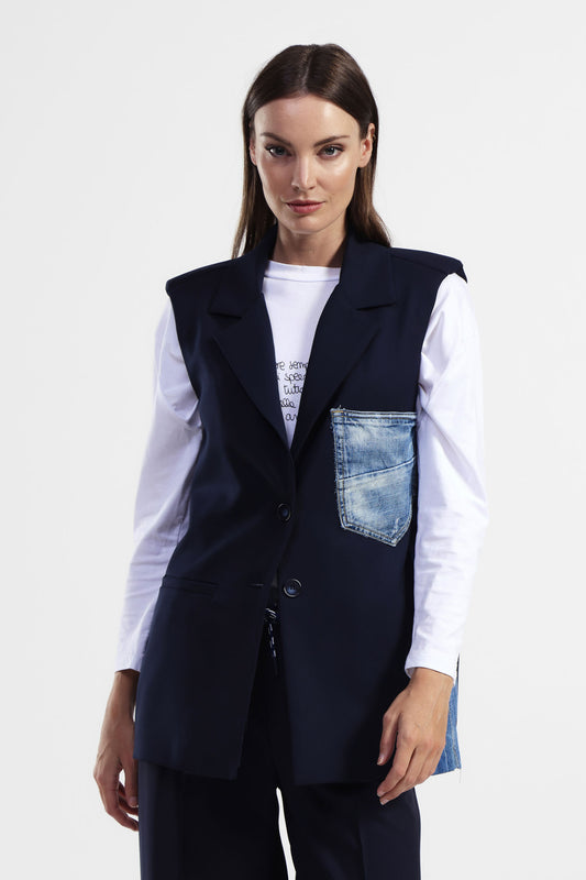 Gilet con tasche colorblock