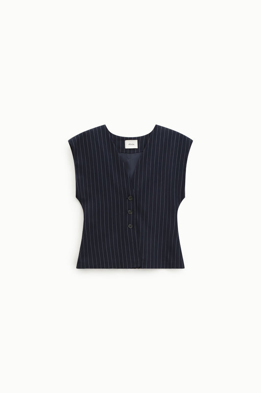 Gilet senza maniche fantasia gessata classica