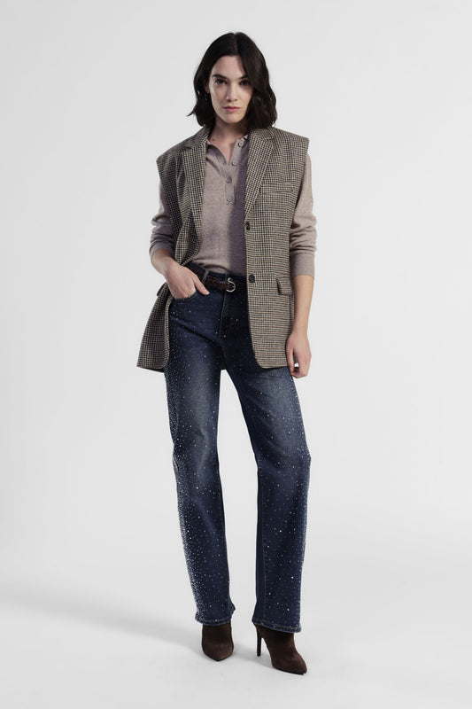 Jeans a gamba ampia con applicazioni decorative